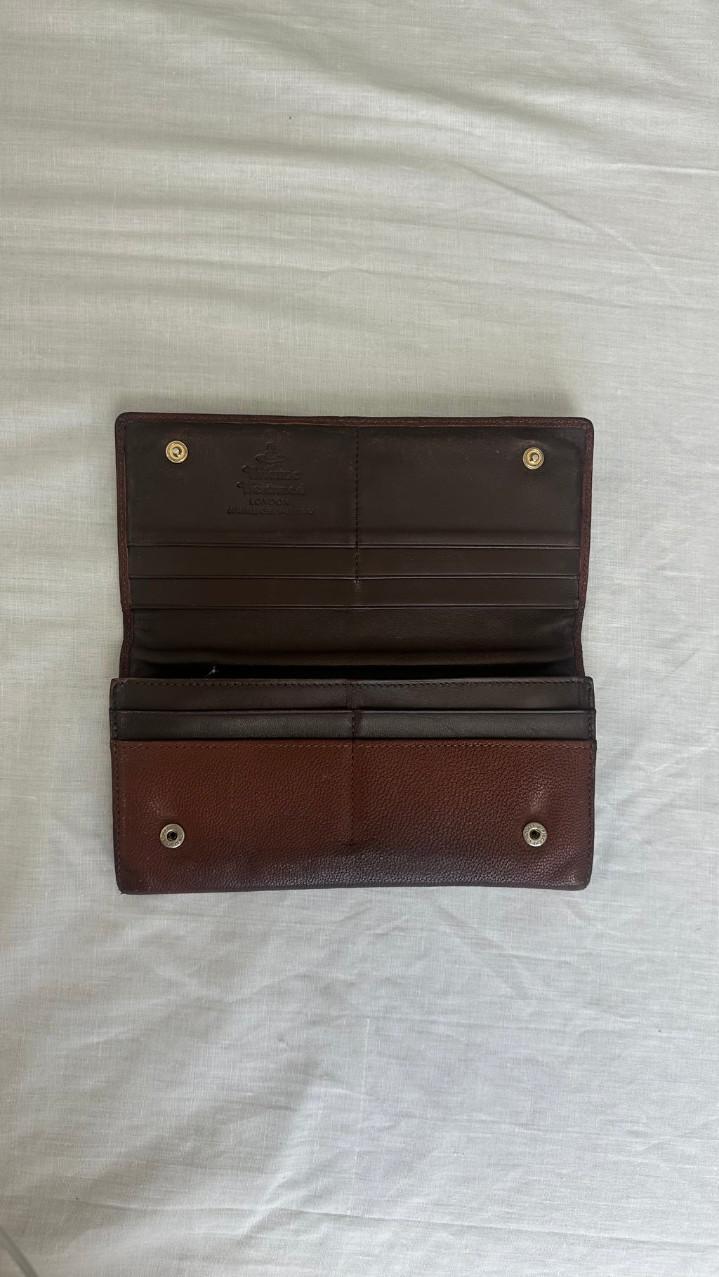 orb wallet in brown leather