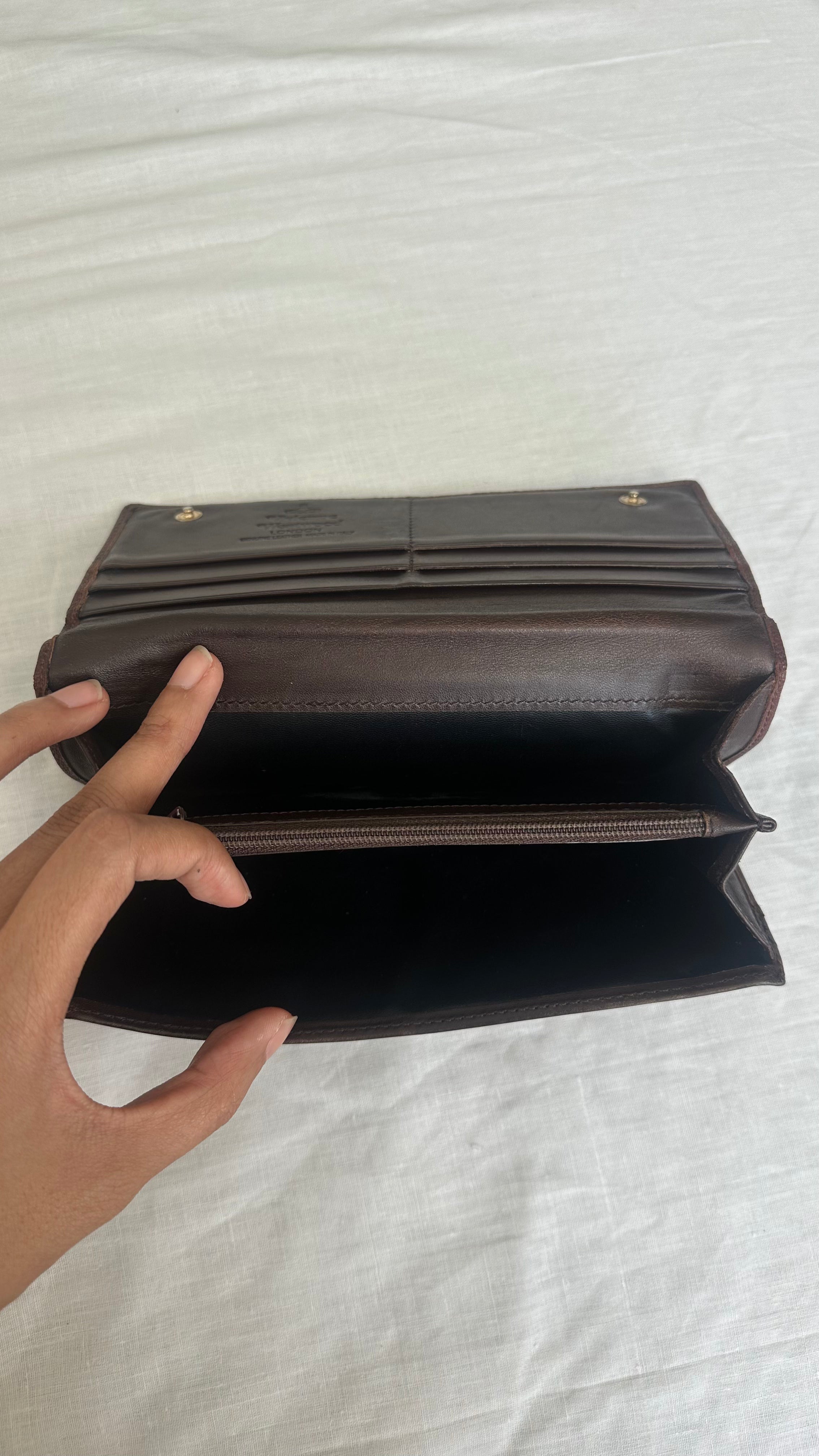 orb wallet in brown leather